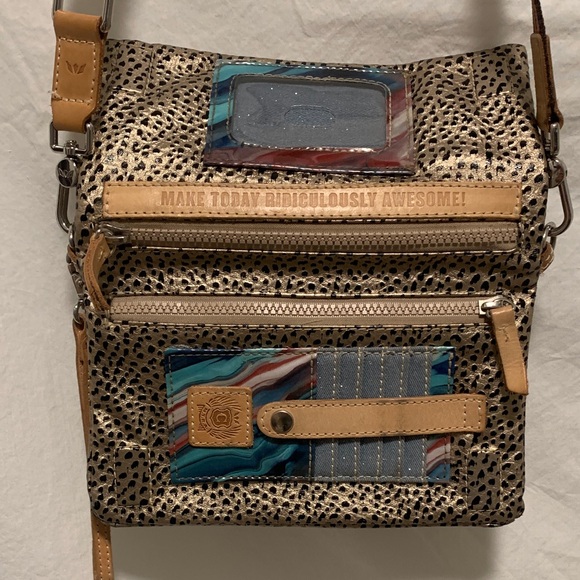 Consuela Wesley Uptown Crossbody Metallic Gold and Black Wristlet EUC - Picture 4 of 13